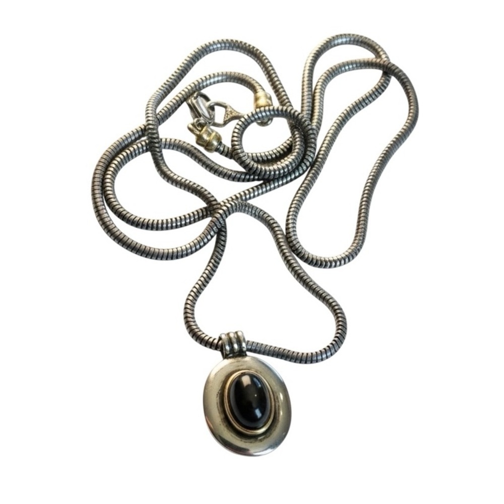 Vintage LCI Liz Claiborne Long Silvertone Snake Rope Necklace